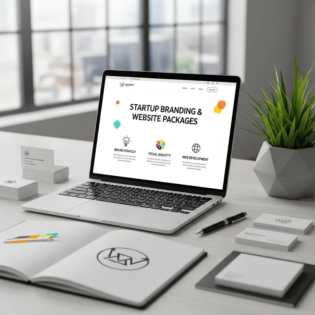 Professional startup branding design showing premium digital branding elements for modern startups.