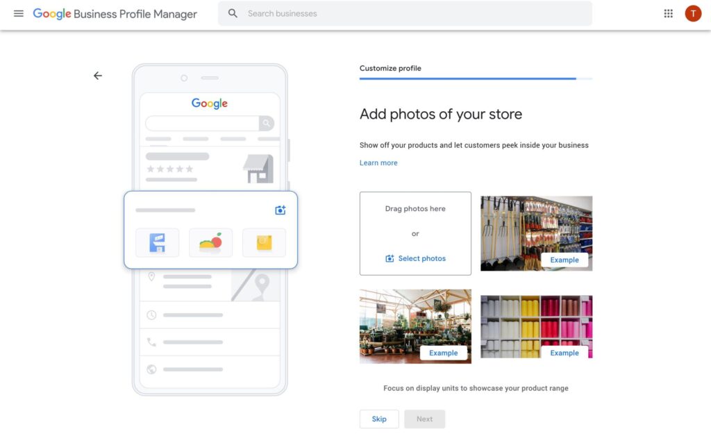 Business owner updating Google Business Profile images