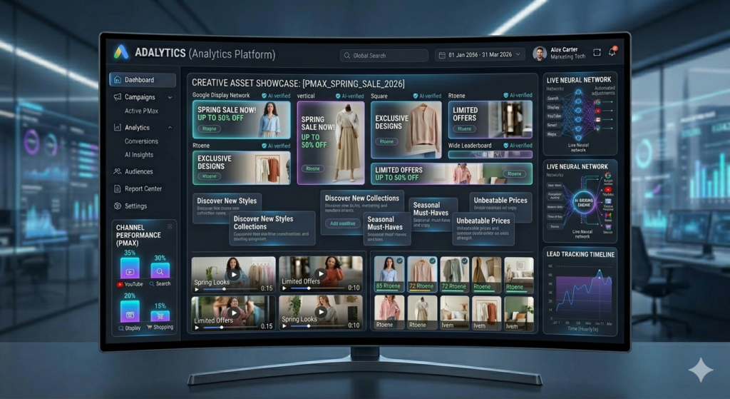 High performing creative assets used in Performance Max advertising campaigns