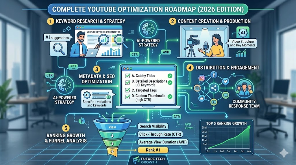 Complete YouTube optimization workflow for business growth and content success