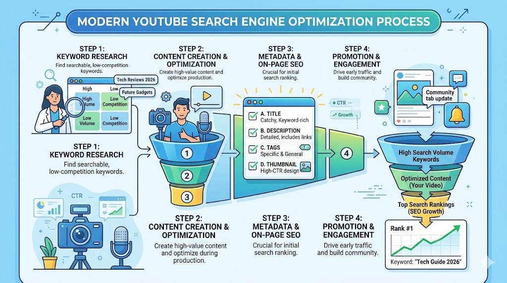 YouTube Channel Growth process for improving video rankings and visibility