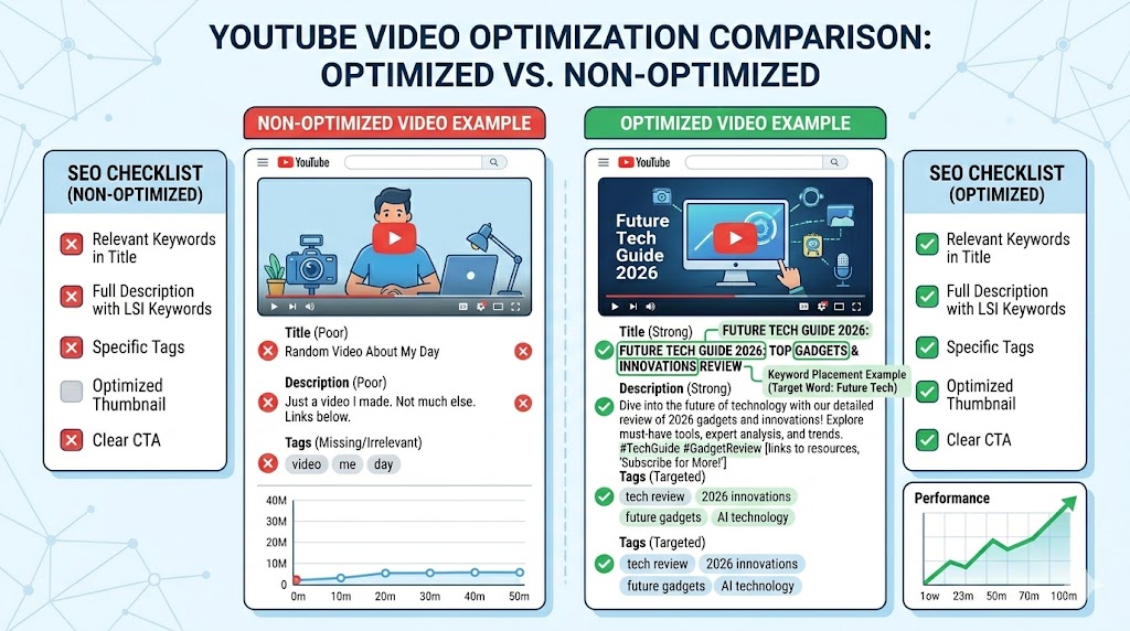 Optimized YouTube titles descriptions and metadata for higher rankings