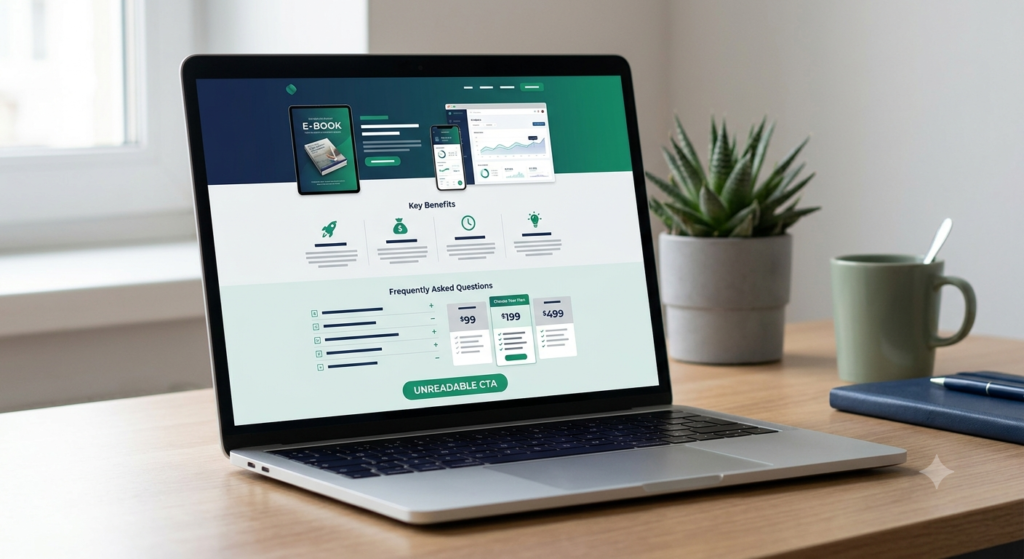 Sales page designed to sell digital products