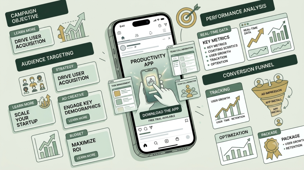 Mobile app advertising creative for Meta Ads