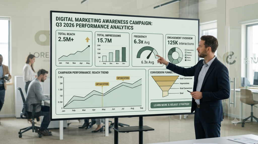 Awareness campaign reach impressions and performance metrics