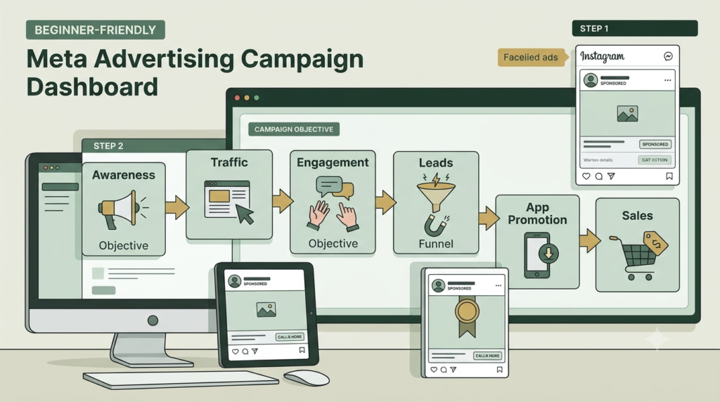 Meta Ad campaign types and objectives for beginners