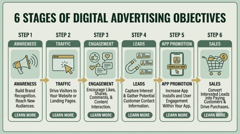 Six Meta Ads campaign objectives explained