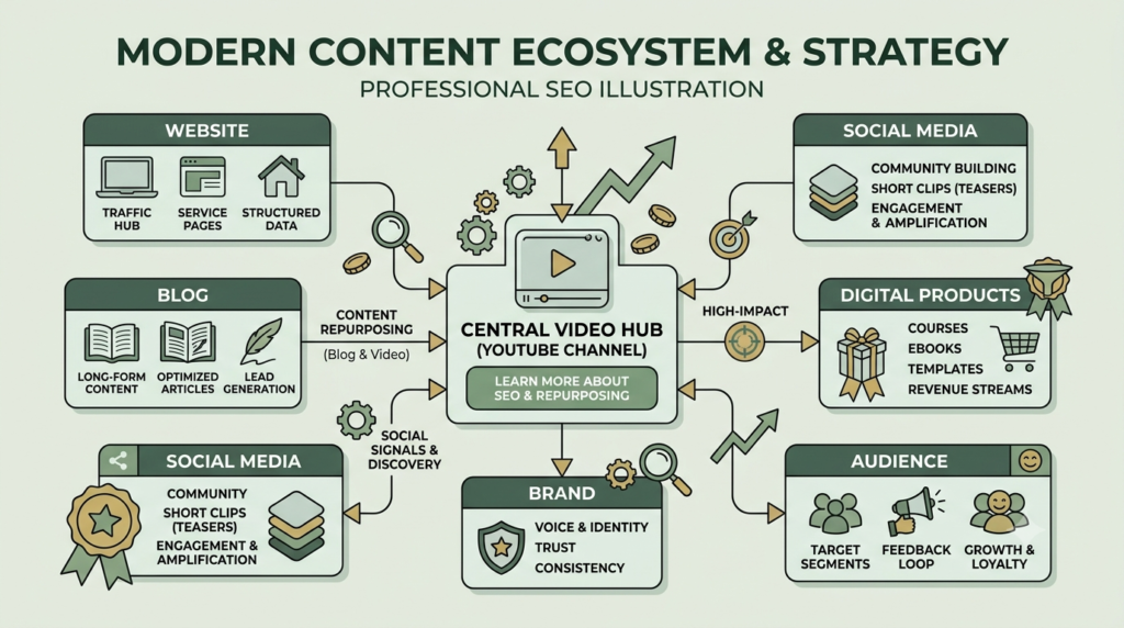 YouTube content entity ecosystem for digital marketing