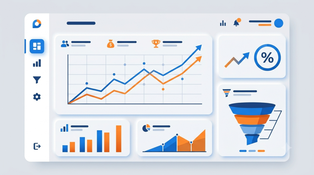 Dashboard showing campaign efficiency metrics like ROI and CTR