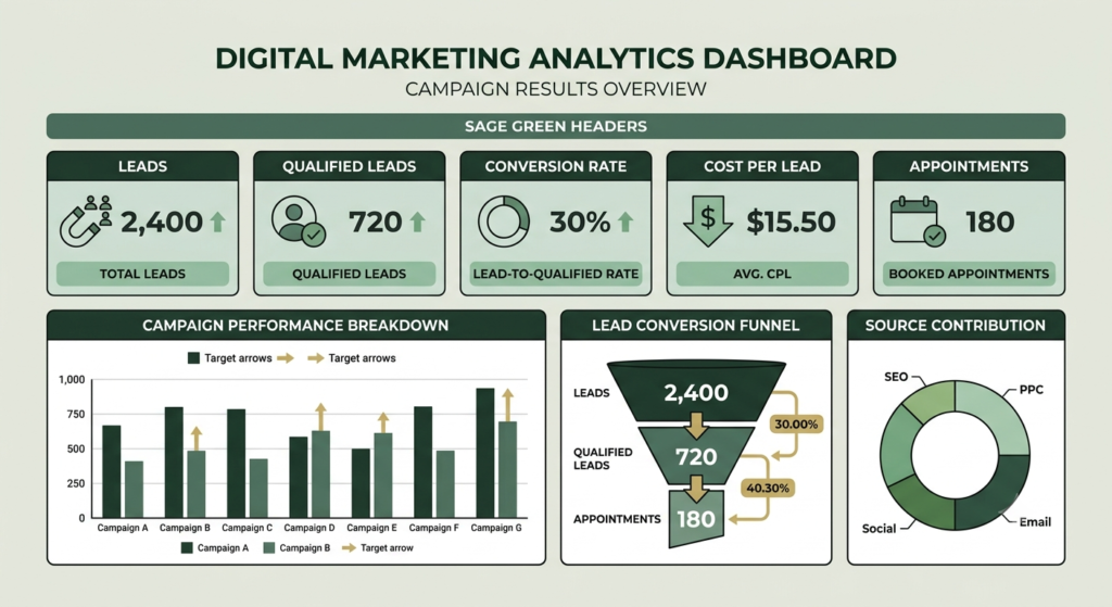 campaign results dashboard for lead generation automation