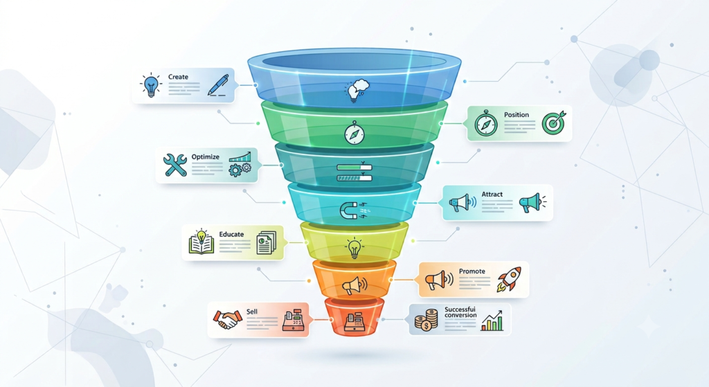 Digital product marketing strategy funnel