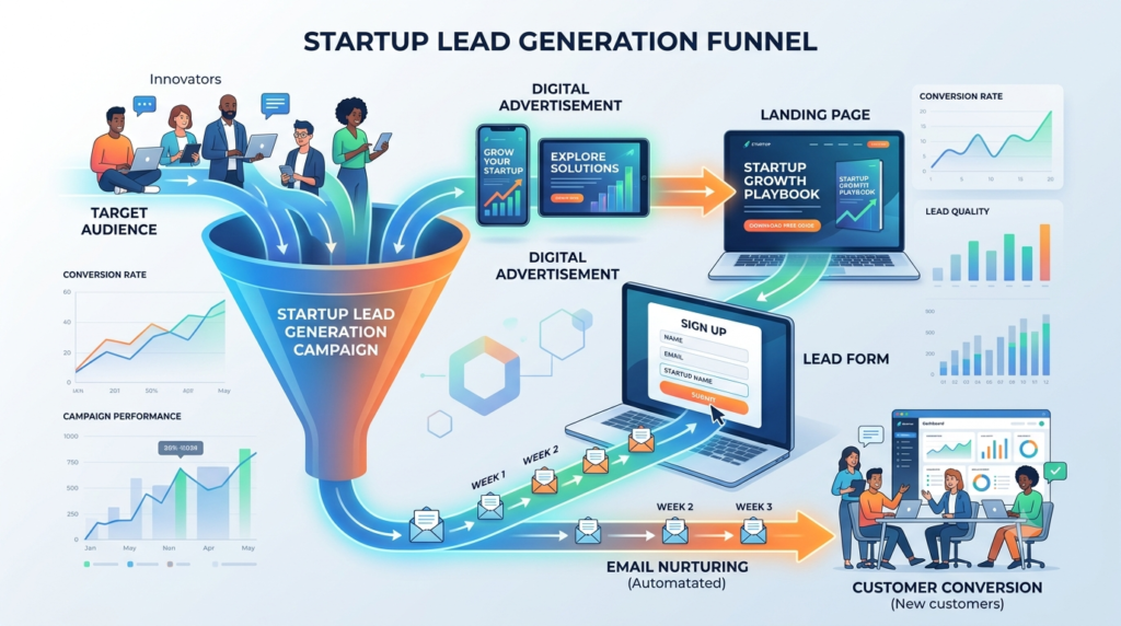 lead generation campaign funnel for startups