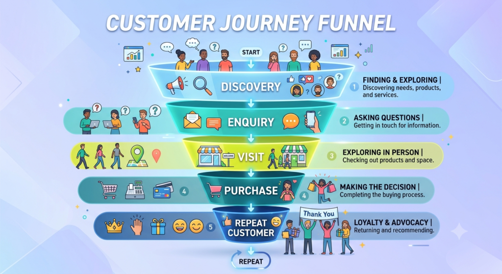 Online to offline customer journey from discovery to purchase