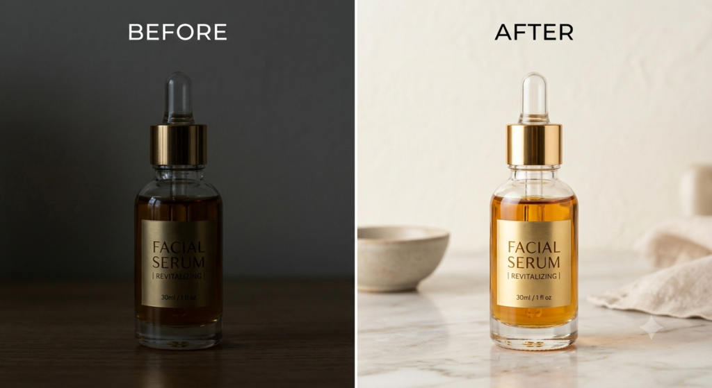 Photo editing before and after in campaign editing