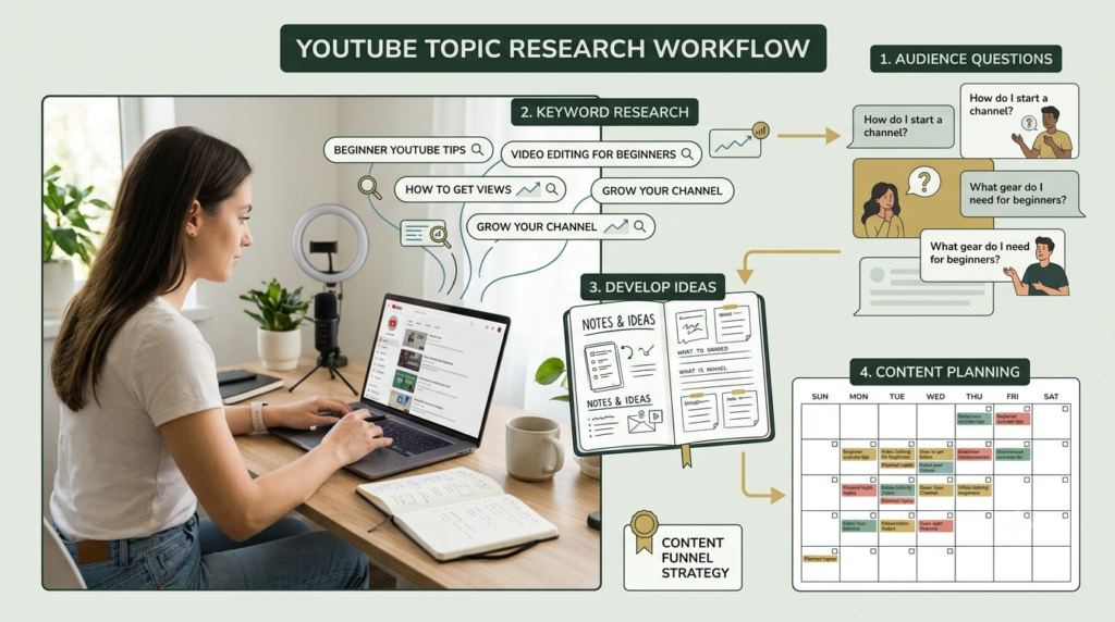 Researching YouTube content ideas for a channel