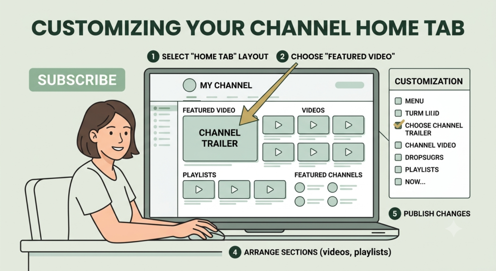 YouTube Studio channel trailer setup