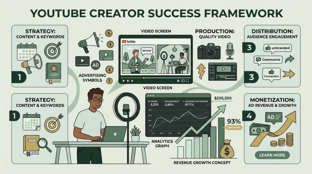 YouTube ad revenue and creator monetization concept