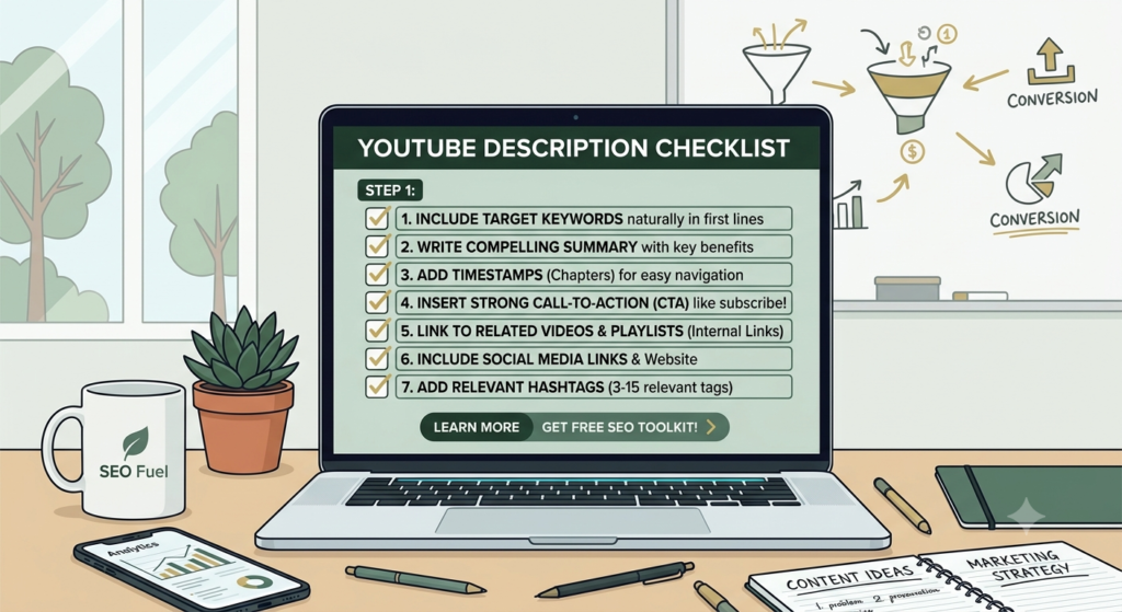 YouTube description SEO checklist