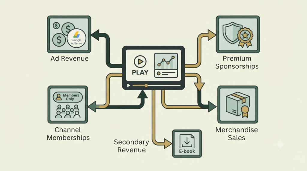 YouTube monetization income concept for creators