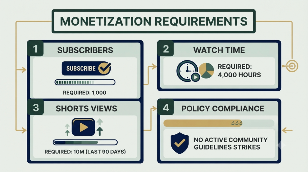 YouTube monetization requirements checklist