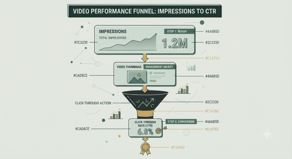 YouTube reach analytics showing impressions and click-through rate