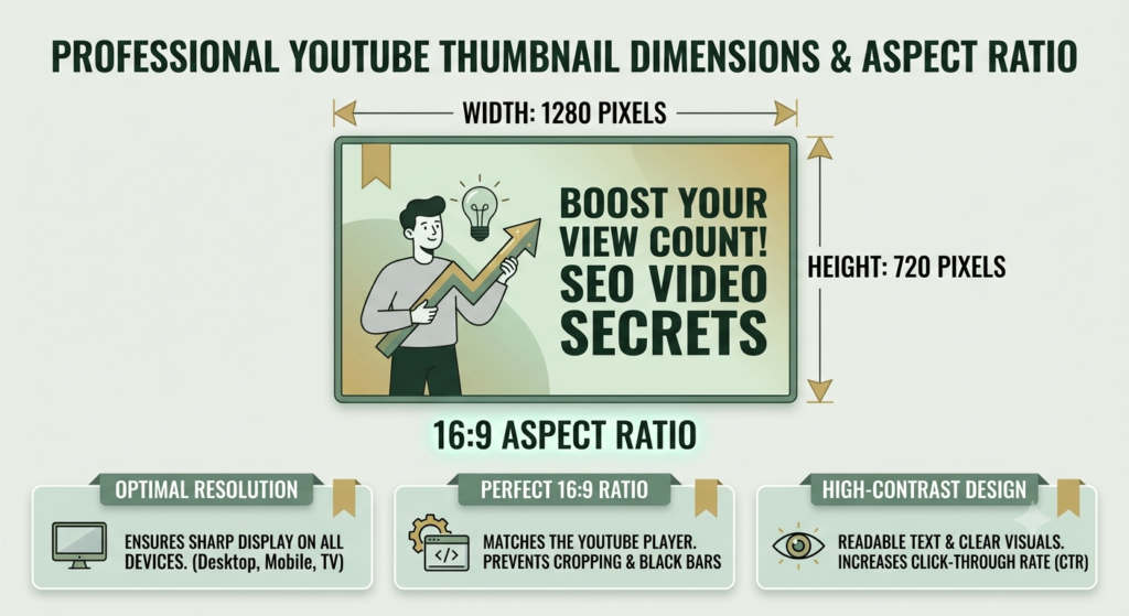 YouTube thumbnail 1280 by 720 size and 16 by 9 ratio