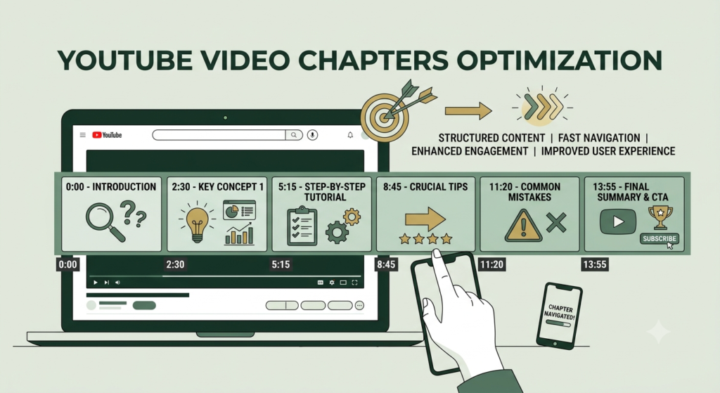 YouTube video chapters optimization with timestamps