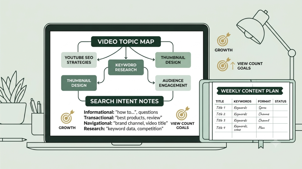 YouTube video topic and search intent planning for beginners