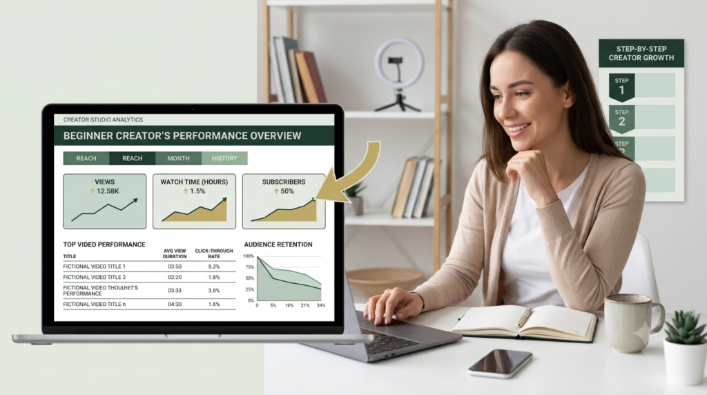 beginner reviewing YouTube Analytics performance
