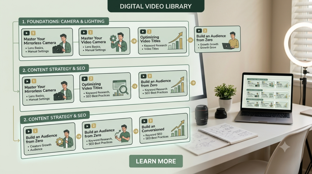 organized evergreen YouTube video library