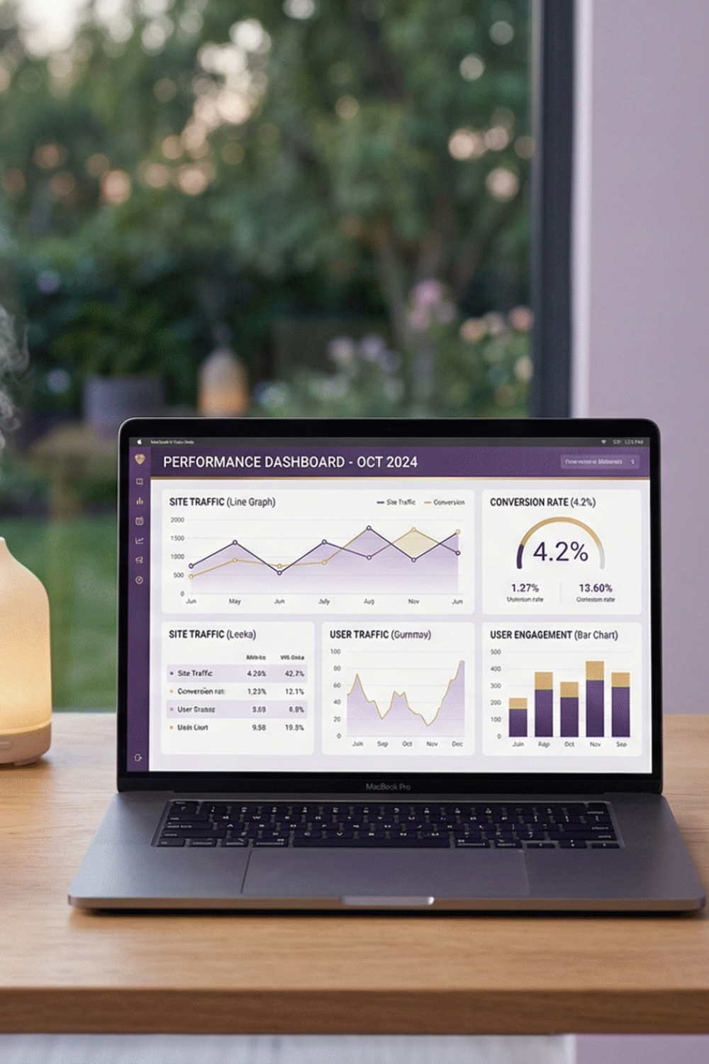 modern digital workspace blended with calm wellness elements